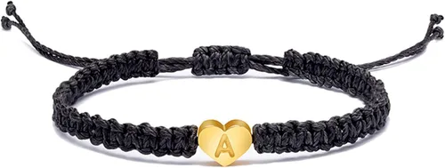 Personalized 26 Initial Bracelet Copper Heart Letter Woven Bracelet Heart Charm Bracelet Woven Bracelet For Men Women Girls