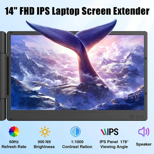 Miniatura 4 de KEFEYA Extensor de pantalla para laptop, 14 pulgadas, 1080P FHD IPS, extensor de monitor de computadora portátil para oficina en casa, monitor