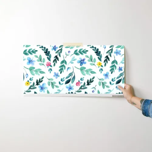 Miniatura 7 de Spoonflower Muestra de papel tapiz extraíble - Flor jardín acuarela florece azul amarillo rosa delicado botánico personalizado pre-pegado papel