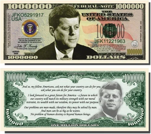 Miniatura 2 de John F. Kennedy (JFK) Million Dollar Bill – Bono de 10 contar con clara visualización & Cristóbal Colón Bill
