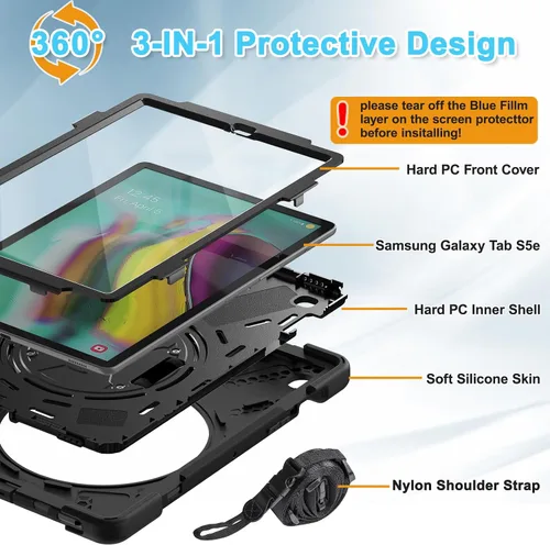 Miniatura 7 de BRAECNstock Para Samsung Galaxy Tab S5e Funda 10.5 Pulgadas 2019 (SM-T720/T725/T727) Con Protector De Pantalla Soporte De Lápiz Soporte