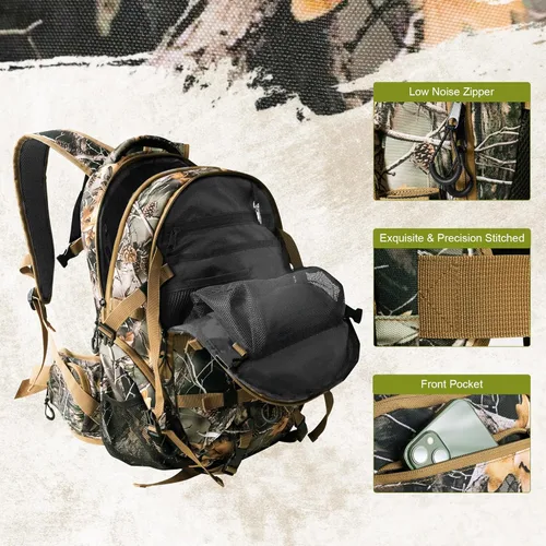 Miniatura 3 de Mochila de caza impermeable GoHimal 600D para hombres, paquete de caza camuflado con soporte para arco, 30 l., 30 L, Compacto