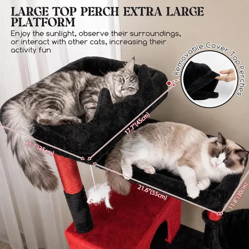 Miniatura 2 de Globlazer Heavy Duty Cat Tree, 81 inch Extra Large Gothic Cat Tree for Indoor Cats Large Adult, Sturdy Goth Cat Tower with 8 Scratching Post, 2 Cat