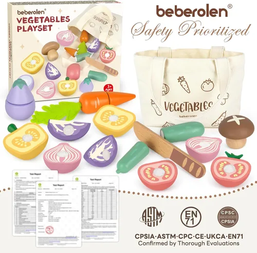 Miniatura 7 de Juegos de alimentos de madera para cocinas de niños pequeños de 3, 4, 5 años, juguetes de simulación de corte, juguetes educativos de madera