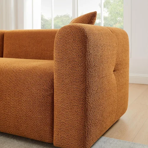 Miniatura 6 de VANOMi Los juegos de muebles de sala de estar incluyen sofá de 95 pulgadas y sillones de 42 pulgadas, sofá tapizado Boucle de gran tamaño con Curry