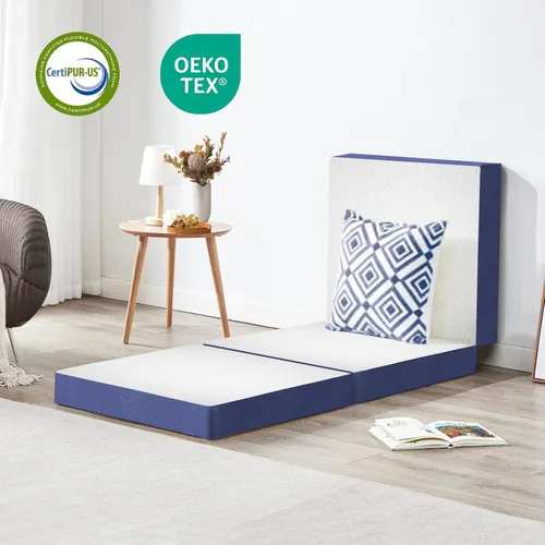 Miniatura 7 de Colchón triple plegable, colchón de espuma plegable de 4 pulgadas con funda transpirable y lavable, cama portátil de invitados para habitación
