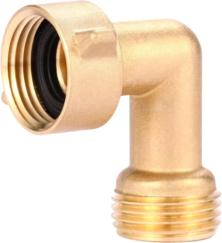 Miniatura 5 de Paquete de 2 conectores de codo de manguera de jardín de 90 grados, adaptador de latón resistente de 3/4 pulgadas con 4 juntas tóricas, codo