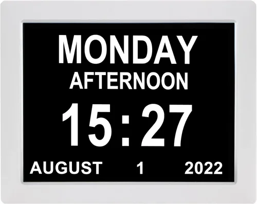 Miniatura 10 de Reloj con calendario digital, fecha y hora, día de la semana, 8 opciones de alarma + atenuación automática para pacientes ancianos con demencia