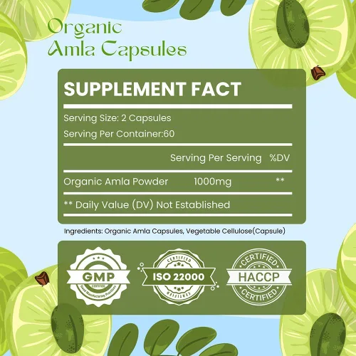 Miniatura 2 de Cápsulas Amla (Phyllanthus Emblica) - Amalaki amla 120 cápsulas Superalimento antioxidante natural Suplemento herbario hecho con polvo de fruta