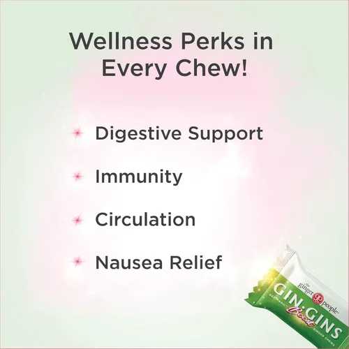 Miniatura 4 de GIN GINS Boost Red Magic Ginger Chews – Caramelo de jengibre rojo natural para apoyo digestivo, inmunidad, circulación, alivio de náuseas