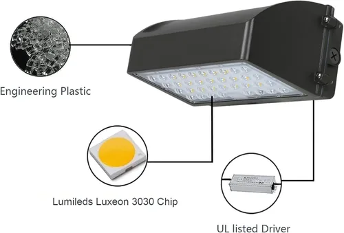 Miniatura 3 de Paquete de luz LED de corte completo de 45 W (300 W equivalente), 5000 K 120-277 V IP65 luz de inundación regulable para exteriores