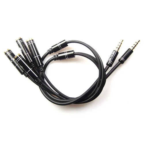 REXUS Paquete de 2 cables de audio estéreo con divisor en Y de 0.138 pulgadas, 4 polos macho a 2 hembras para auriculares, adaptador divisor de
