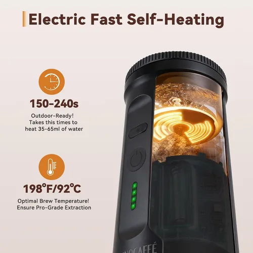 Miniatura 3 de DIVINOCAFFÉ Cafetera portátil para café expreso, cafetera eléctrica con autocalentamiento para viajes y campamentos, máquina de café expreso de 20