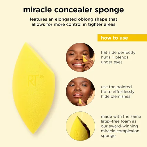 Miniatura 6 de Real Techniques Miracle Concealer Sponge, esponja de mezcla de maquillaje para corrector líquido y crema, forma alargada para una aplicación precisa