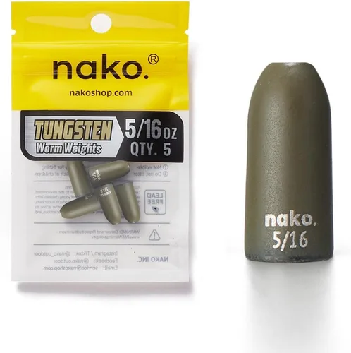 Miniatura 10 de Nako - Pesas de bala de tungsteno para pesca, de 1/32 oz a 3/4 oz, color calabaza negra y verde sin astillas, pesas de pesca para aparejo de Texas