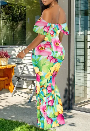 Miniatura 4 de Vestido largo con tirantes florales y espalda descubierta para mujer