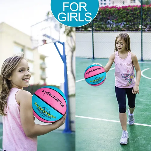 Miniatura 4 de Baloncesto para niños y niñas de 3/5 (22 pulgadas/27.5 pulgadas), baloncesto de goma de alta calidad para interiores y exteriores, para niños y azul