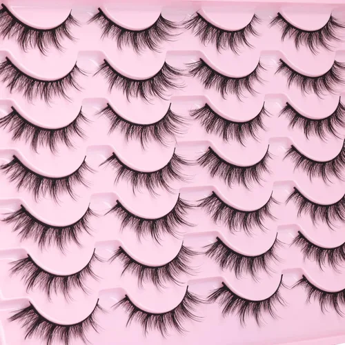 Miniatura 7 de Kiromiro Pestañas postizas de aspecto natural, pestañas onduladas manga coreana, esponjosas, de visón sintético, cortas, de 0.6 pulgadas, ojo