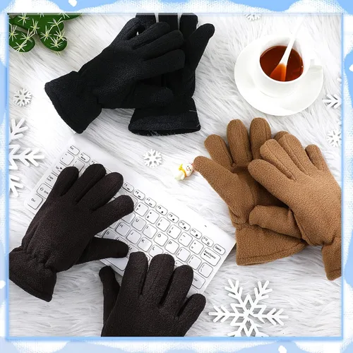 Miniatura 4 de SATINIOR 3 pares de guantes de invierno de forro polar para niños, guantes cálidos de dedos completos para niños, niñas, niños, suministros