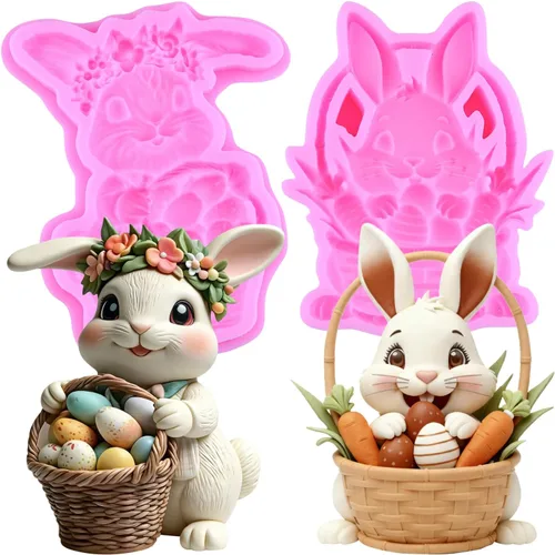Miniatura 13 de ZiXiang Molde de silicona para fondant de conejo, orejas de conejo de Pascua, moldes de chocolate para decoración de pasteles, decoración de Estilo b