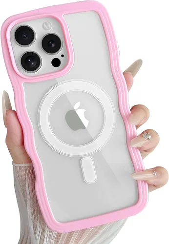 Miniatura 34 de Yeddabox Magsafe - Funda compatible con iPhone 13, diseño de ondas, lindo marco de colores de caramelo con ondas de agua, a prueba de golpes