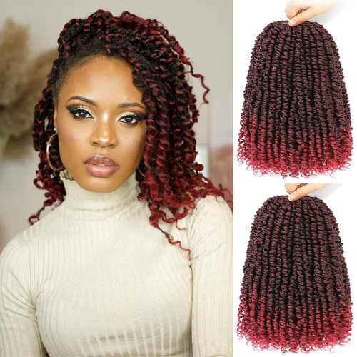 Miniatura 36 de Pelo de ganchillo Passion Twist de 10 pulgadas, 8 paquetes, cabello Passion Twist pre-trenzado, cabello de ganchillo Passion Twist para mujeres 1b