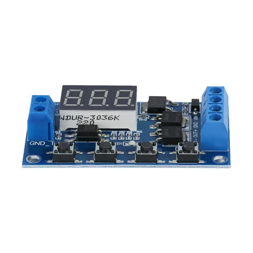 Miniatura 8 de Relé de temporizador, módulo de retardo de pantalla LED, CC 5V-30V, relé de retardo de tiempo, ciclo de encendido/apagado, placa de interruptor