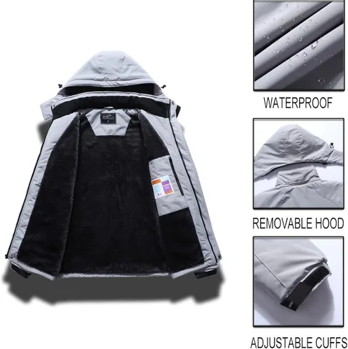 Miniatura 7 de Pooluly - Chaqueta impermeable de invierno, esquí, snowboard, para hombre, con capucha, rompevientos.