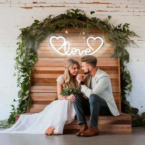 Miniatura 10 de Letrero de neón LED rosa con corazón de amor para boda, proponer matrimonio, día de la madre, día de San Valentín, decoración de pared, regulable