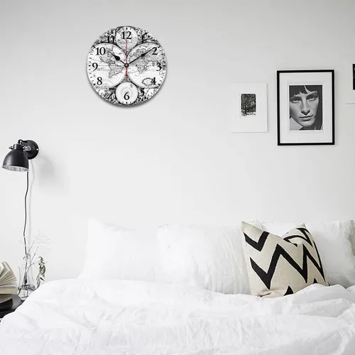Miniatura 50 de Reloj de pared de madera con mapa del mundo antiguo, estilo nostálgico, Atlas histórico, diseño vintage, impresión de madera, reloj de pared