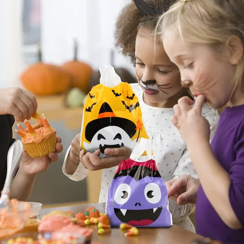 Miniatura 6 de CCINEE 48 bolsas de golosinas de Halloween con cordón, bolsas de dulces para regalo de fiesta de Halloween