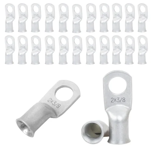 Miniatura 50 de 2/0 AWG 5/16" Stud (25 piezas), terminal de anillo de batería resistente, conectores de calibre 00, lengüetas de alambre de cobre 2/0, terminales