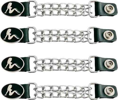 Miniatura 2 de Funk Plus Extensores de chaleco de motocicleta de 4 pulgadas, doble cadena cromada, chaqueta MC a presión regular fabricada en EE. UU