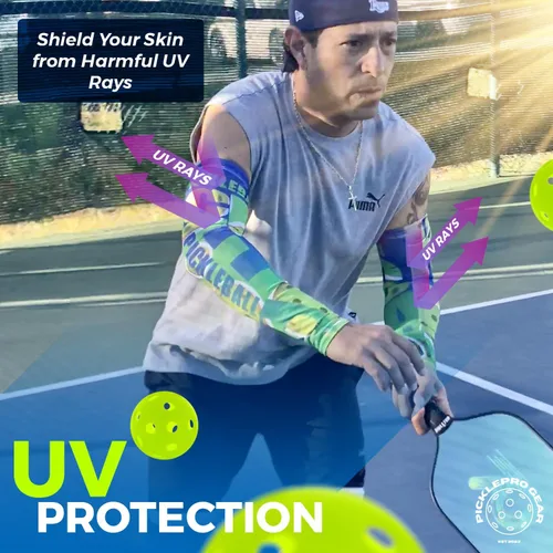 Miniatura 9 de Mangas de brazo de pickleball – Ajuste de compresión y protección UV – Mangas deportivas transpirables para jugadores – Tamaño M/L – 5 diseños