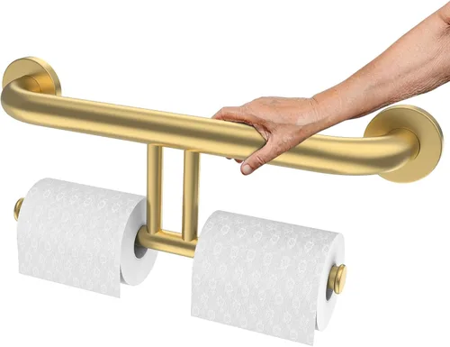 Miniatura 13 de Toallero de níquel cepillado con barra de agarre, mango de soporte equilibrado de seguridad de acero inoxidable de 17 pulgadas, toallero