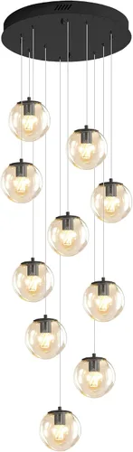 Miniatura 8 de ykolupty Escalera LED de 10 luces LED moderna con globo de cristal, lámpara colgante grande para techos altos, accesorios de iluminación de entrada