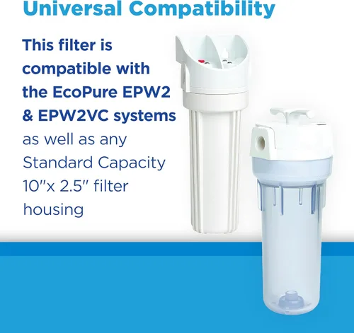 Miniatura 5 de EcoPure EPW2C - Filtro de agua de repuesto para todo el hogar, ajuste universal, se adapta a la mayoría de los sistemas de marcas principales