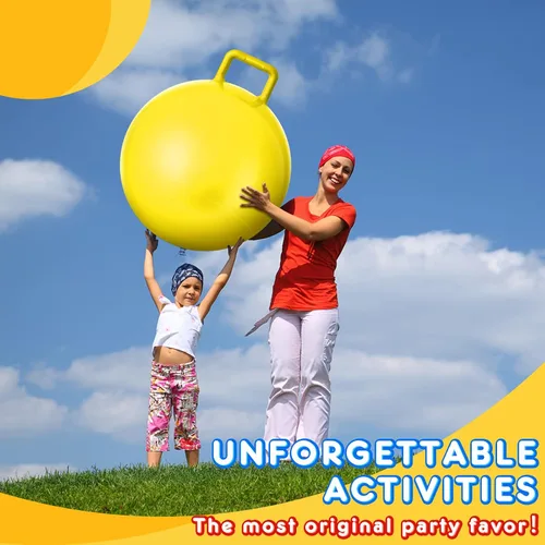 Miniatura 5 de Lewtemi 6 unidades de bola de tolva para carnaval al aire libre, pelota inflable de salto de 32 pulgadas con mango y bomba de aire para ejercicio