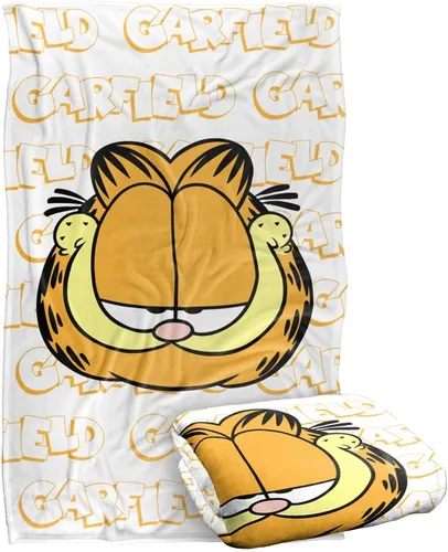 Garfield - Manta de 36 x 58 pulgadas, con nombre repetido y tacto sedoso, manta súper suave