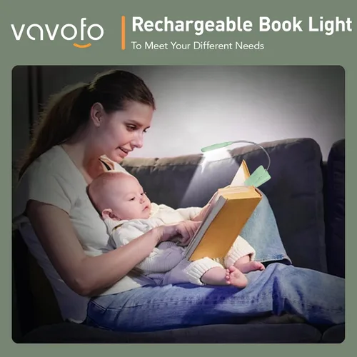 Miniatura 2 de VAVOFO - Luz de lectura recargable para leer en la cama para niños, 7 LED con luz de lectura con 9 niveles de luz blanca cálida y fría, lámpara