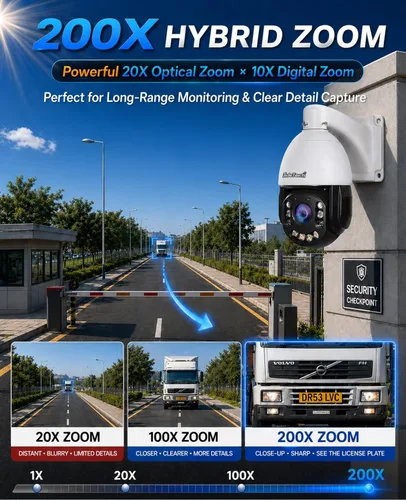 Miniatura 2 de JideTech Cámara de seguridad IP PoE PTZ IP PoE de 200X con zoom híbrido 4K 8MP para exteriores, seguimiento automático de inclinación de 360°