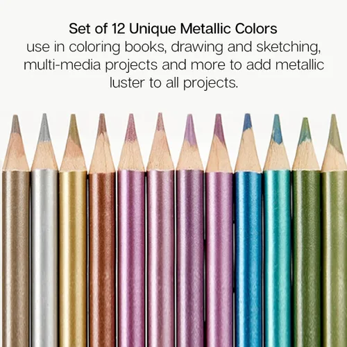 Miniatura 4 de KINGART Juego de lápices metálicos de 12 unidades, 12 colores brillantes para superficies claras y oscuras, preafilados, duraderos para bocetos