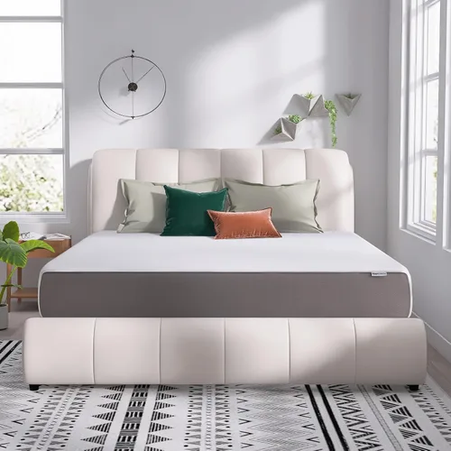 Miniatura 16 de Amazon Basics Colchón de espuma viscoelástica, sensación suave y mullida, 6 pulgadas, individual, blanco/gris