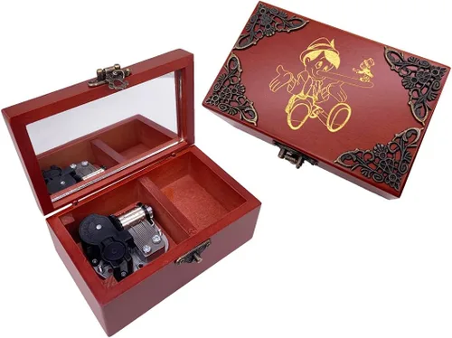 Miniatura 23 de Youtang Caja de Música de Joyería de Nightmare Before Christmas con Espejo, Caja Musical de Madera Grabada con Láser, Caja Musical de Cuerda, Regalo