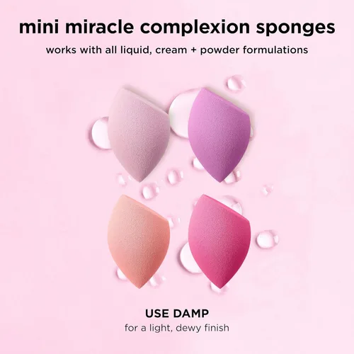 Miniatura 5 de Real Techniques Mini Miracle Complexion Sponge - Paquete de 4 esponjas de mezcla de maquillaje, para base y corrector, tamaño mini para debajo