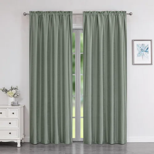 Miniatura 46 de Chyhomenyc Uptown - Cortinas negras de 24 pulgadas de largo, 2 paneles, cortinas cortas de seda sintética para oscurecer la habitación, cortinas