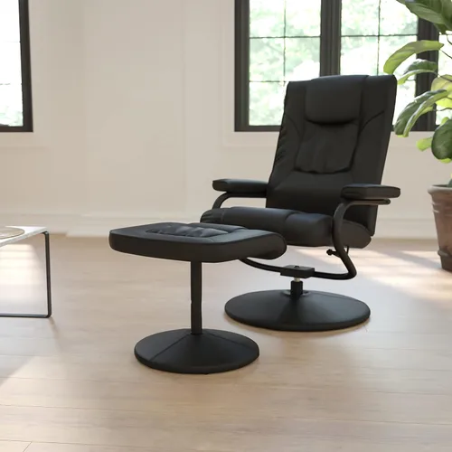 Miniatura 2 de Flash Furniture Rachel - Silla reclinable de LeatherSoft contemporánea multiposición con otomana, silla reclinable giratoria de 360 grados y juego