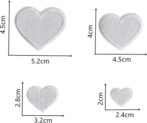 Miniatura 5 de 24 parches para planchar con corazón blanco, parches bordados con corazón para ropa, chaquetas, sombreros, mochilas, jeans
