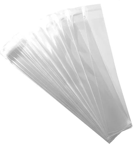 Bolsas adhesivas transparentes (200 unidades), 1.4 mil de grosor, autosellables, de plástico OPP (polipropileno orientado) transparente, planas,