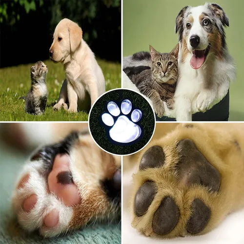 Miniatura 6 de Luces solares con estampado de patas de 16.8 pies, tira de luces solares para perros y gatos (juego de 8) para exteriores, impermeable, decoración